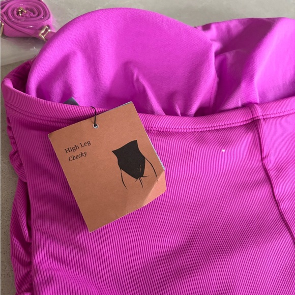 Shade & Shore Pink Women’s Ribbed One Piece High Leg Cheeky Target Size 16 New - Picture 7 of 9